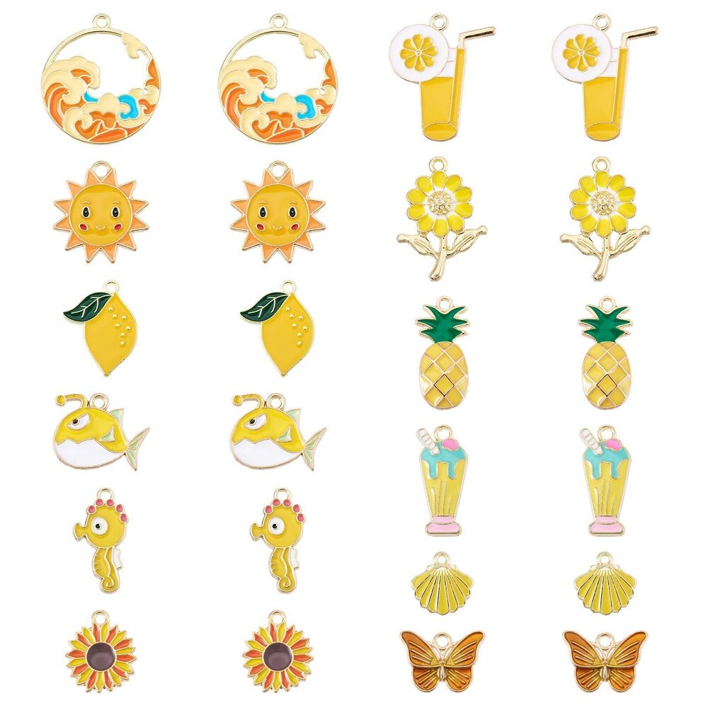 3324 48 pcs Mixed Yellow Enamel Charms for Jewelry Making Assorted Ice